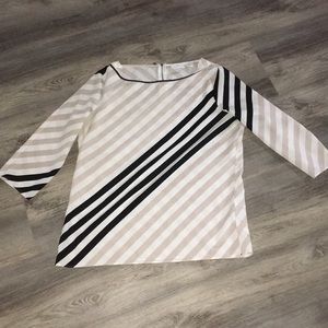 New York & Co. Tan, black, & white striped top